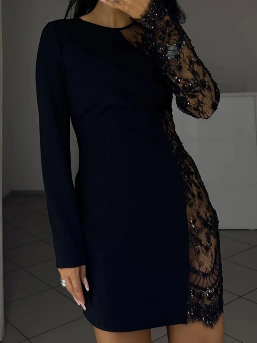 Lace Stitching Reunion Mini&Short Dresses - Image 2