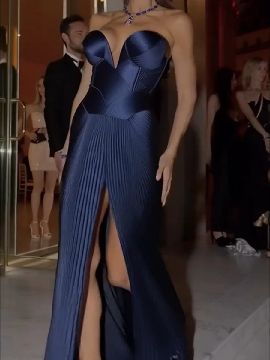 Tube Top Slit Evening Dress Maxi Dresses - Image 5