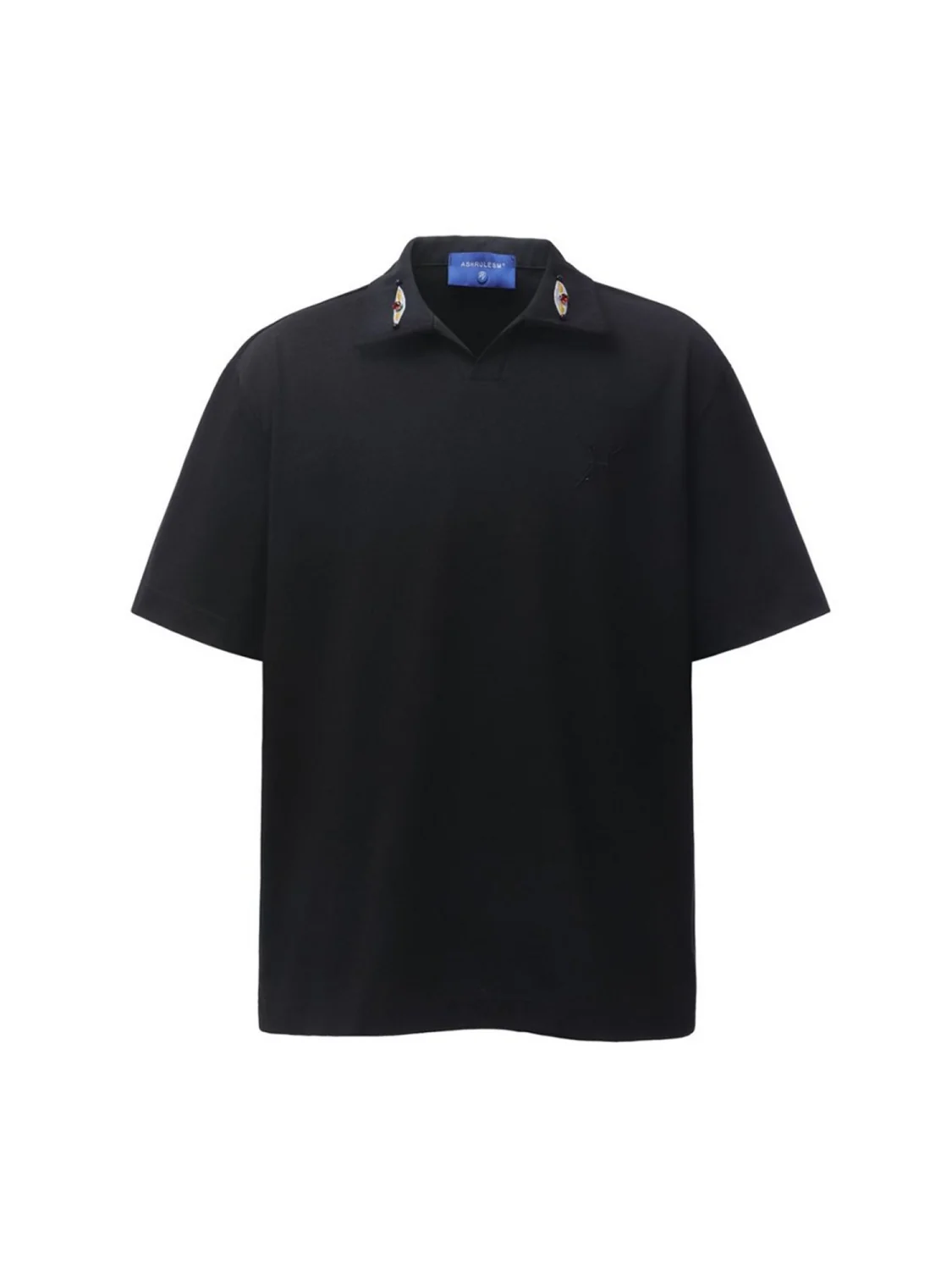 Notch-Collar Embroidery Gradient Polo Shirts - Image 3
