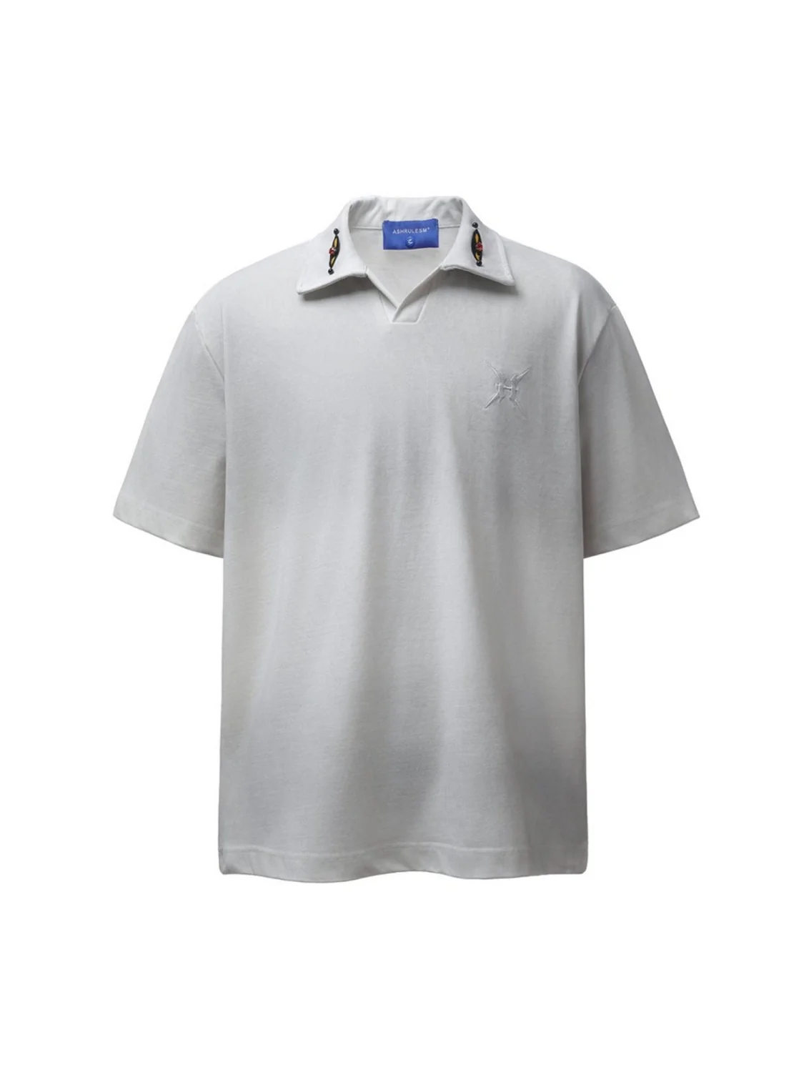 Notch-Collar Embroidery Gradient Polo Shirts - Image 5