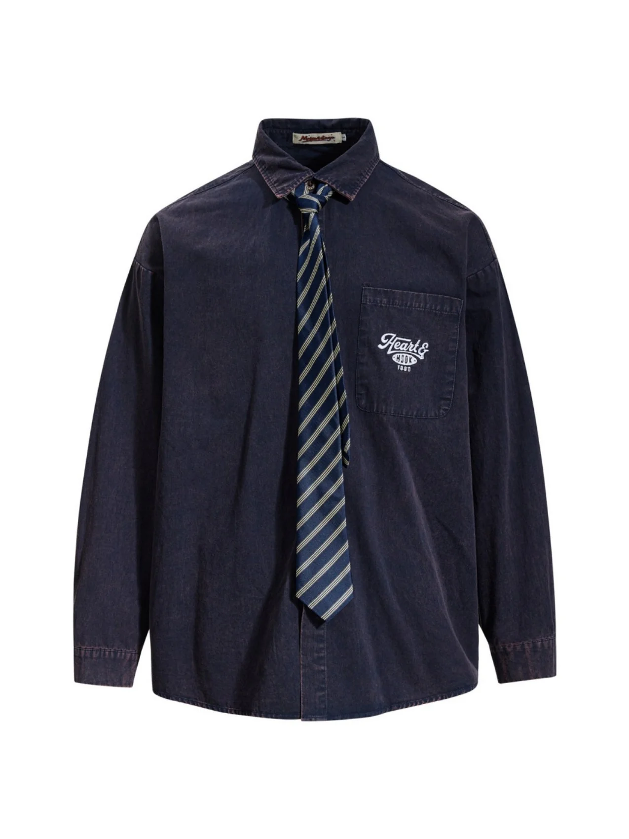 Liber Autumn Neutral wear Tie Plaid Shirts - Image 3