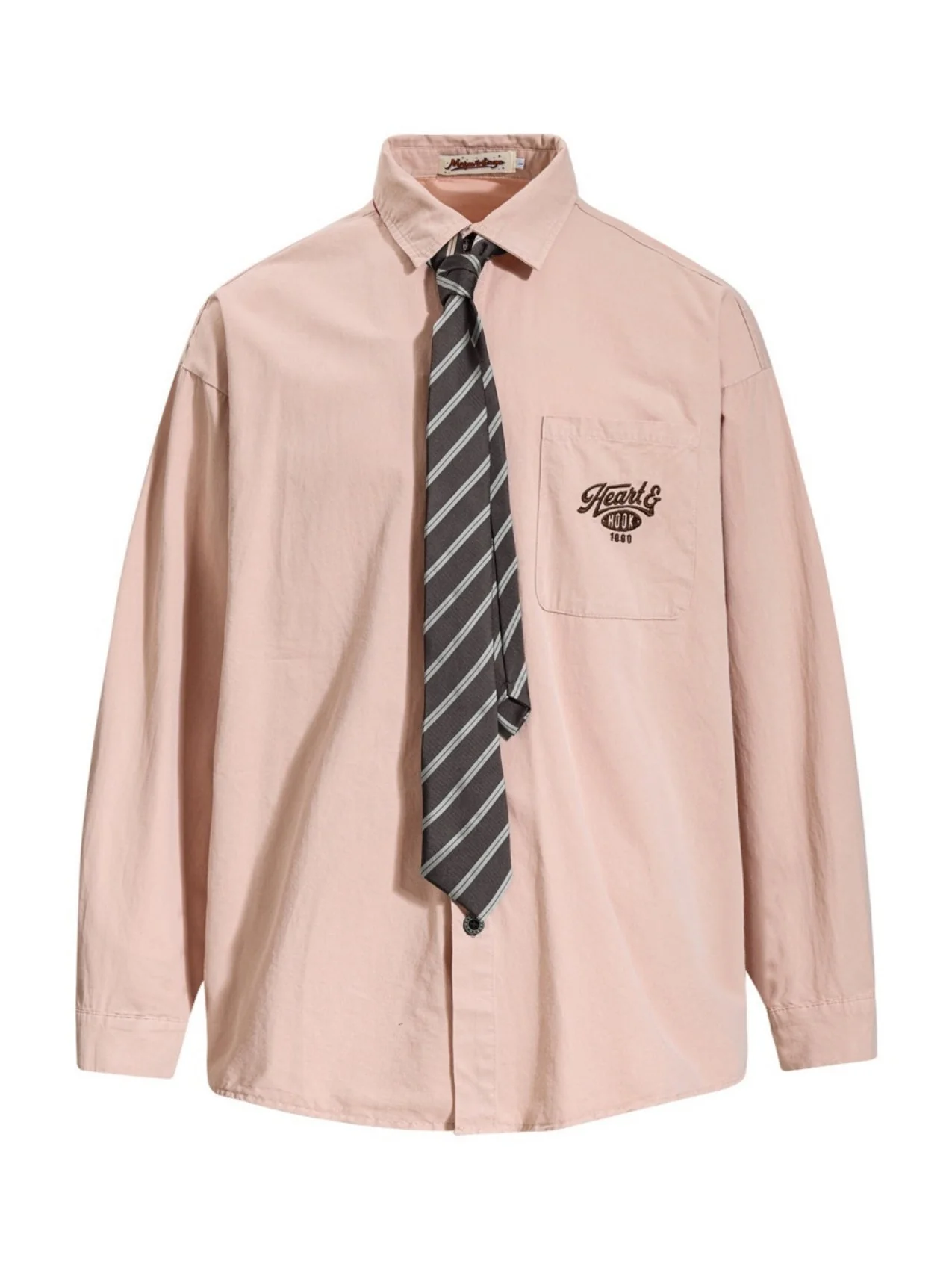 Liber Autumn Neutral wear Tie Plaid Shirts - Image 4