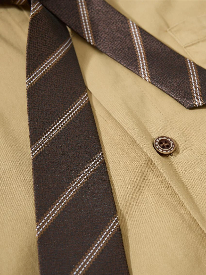 Liber Autumn Neutral wear Tie Plaid Shirts - Image 7
