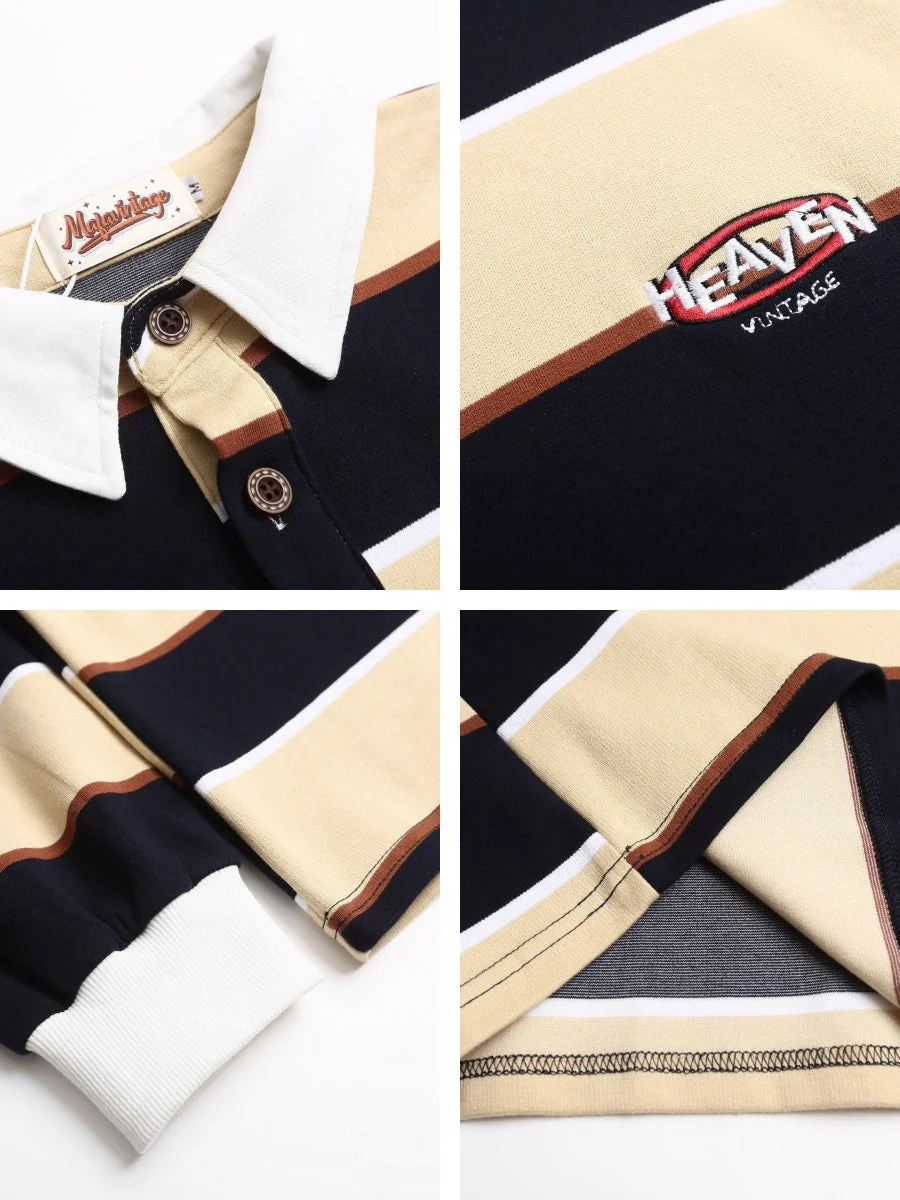 Liber Autumn Neutral wear Contrasting colors Stripes Polo Shirts - Image 4