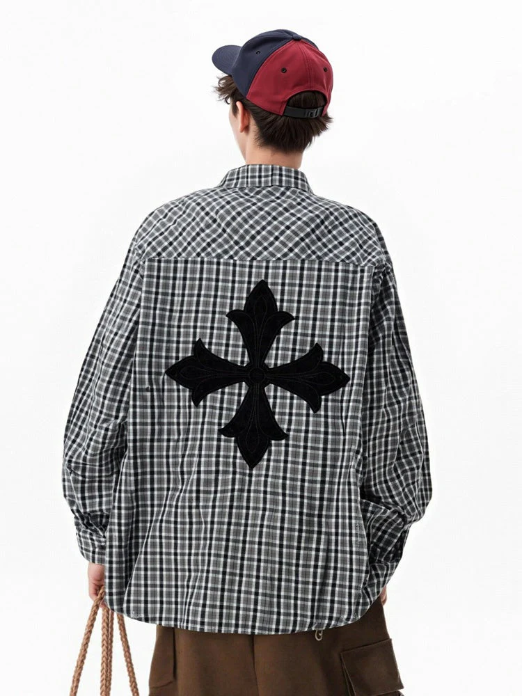 Appliqué embroidery Plaid Shirts - Image 4