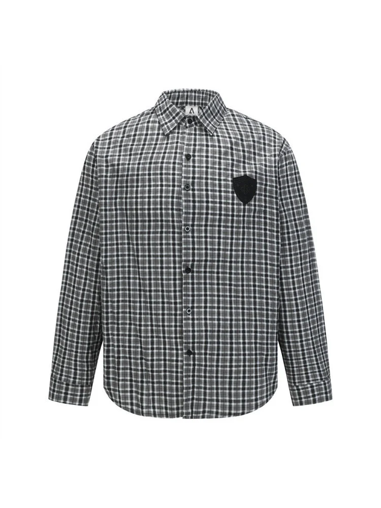 Appliqué embroidery Plaid Shirts - Image 8