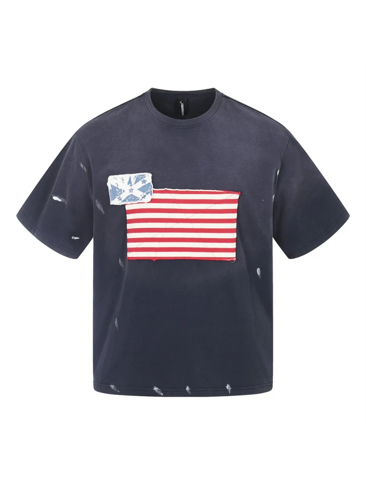 Stripes Punk Splashing Ink Leisure Loose-fit T-shirts - Image 2