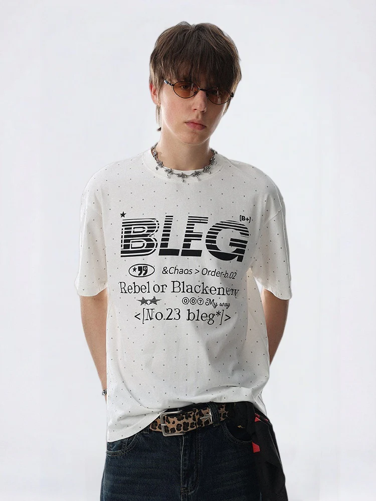 Full Print Polka Dots Letter T-shirts