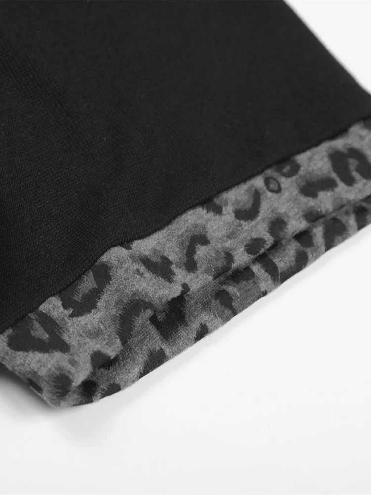 Abstract Printed Ins Leopard Print Patchwork POLO - Image 6