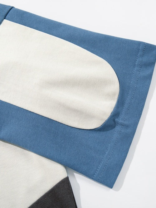 Color-blocked Splicing Loose-fit Leisure T-shirts - Image 6