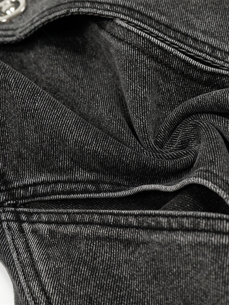 Punk Distressed Washed Patchwork Denim Pants - Image 7
