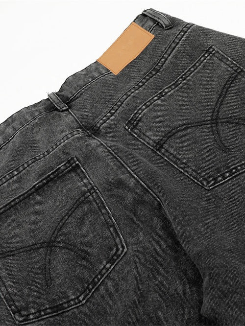 Punk Distressed Washed Patchwork Denim Pants - Image 8
