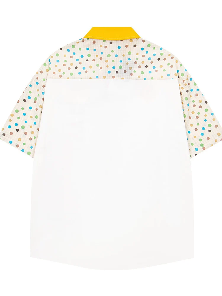 Cartoon Puppy Embroidery Hip Hop Dot Color-blocked Shirts - Image 3