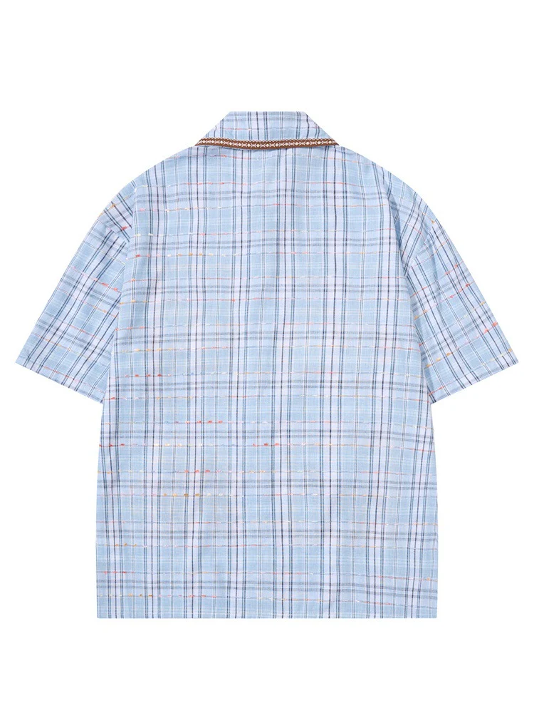 Cartoon Embroidery Plaid Loose-fit Shirts - Image 3