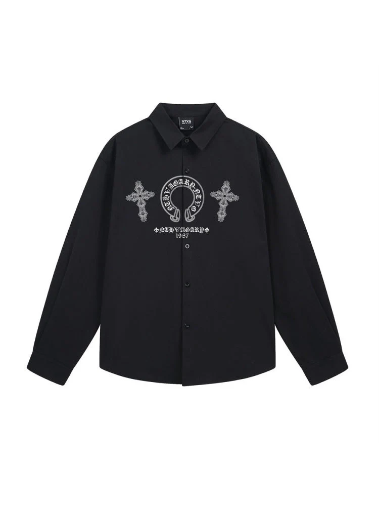 Personality Cross Dark Devanagari Gothic Alphabet Shirts - Image 2