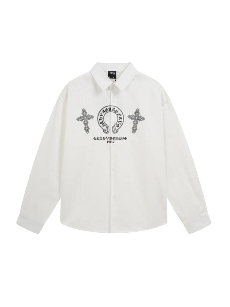 Personality Cross Dark Devanagari Gothic Alphabet Shirts - Image 3
