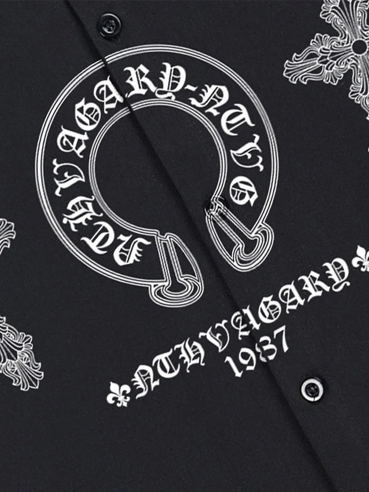 Personality Cross Dark Devanagari Gothic Alphabet Shirts - Image 5