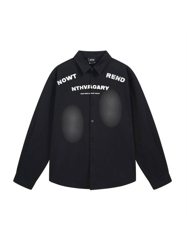Liber Autumn Neutral wear Printed Letter Shirts