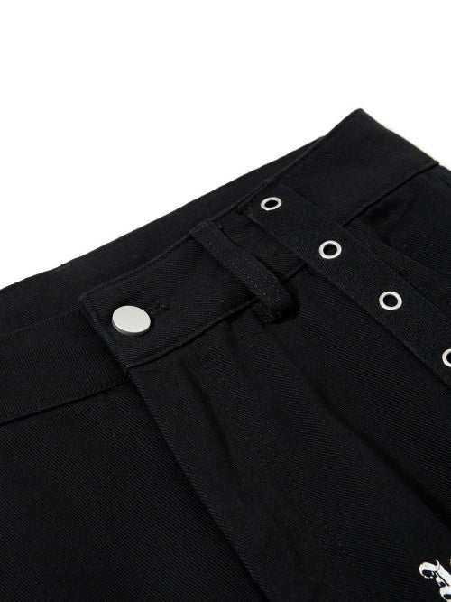 Metal Punching Rock Gothic Letter Loose-fit Wide-leg Pants - Image 4
