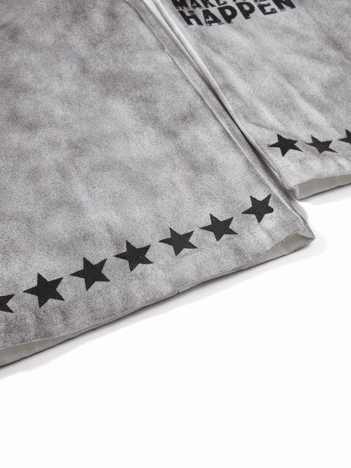 Post-apocalyptic Heavy Industry Distressed Wide-leg Punk Letter Printed Straight-fit Cargo Trousers - Image 8