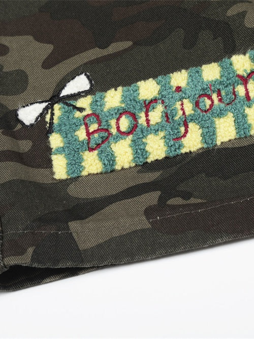 Cartoon Embroidery Camouflage Work Clothes Vibe Wide Leg Five Points Shorts - Image 7