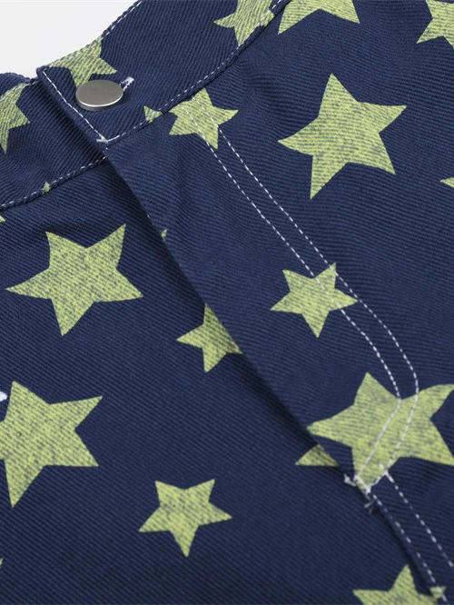 Full Print Star Loose-fit Wide Leg Work Clothes Five Points Shorts - Image 3