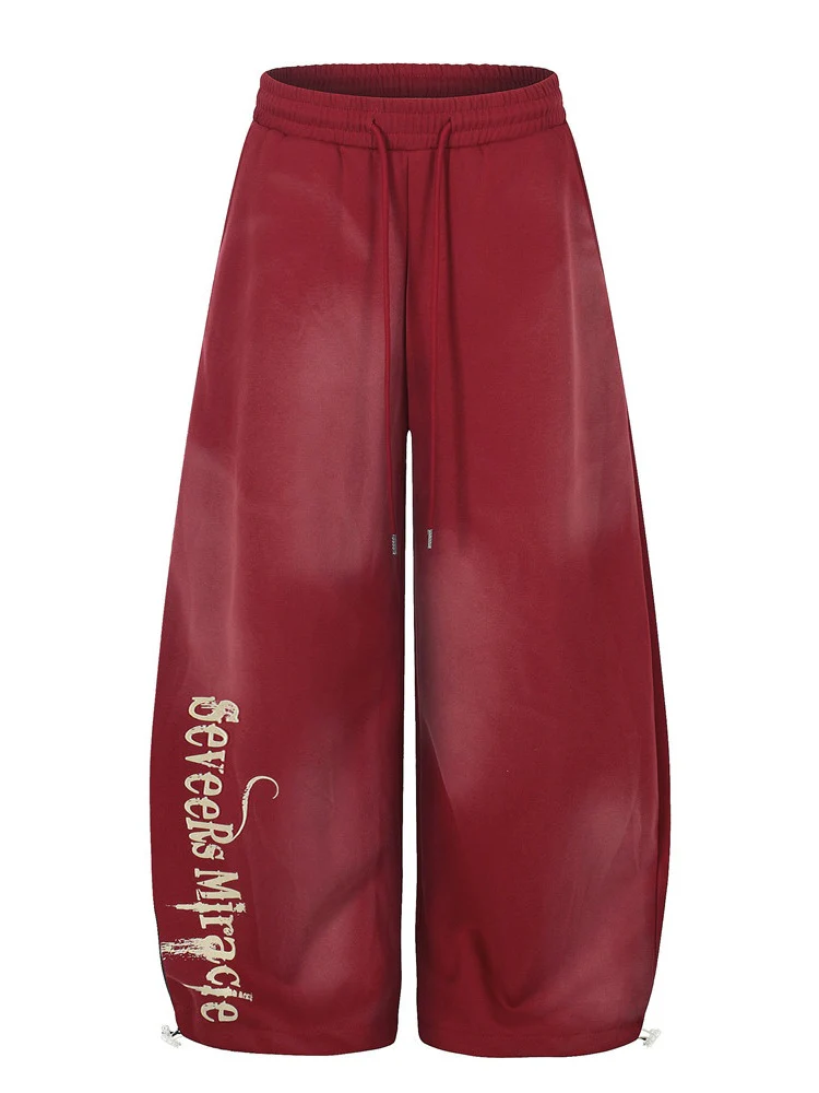 Letter Printed Machete Wide-leg Hip Hop Spray Dyeing Make Dirty Mopping Sweatpants - Image 2