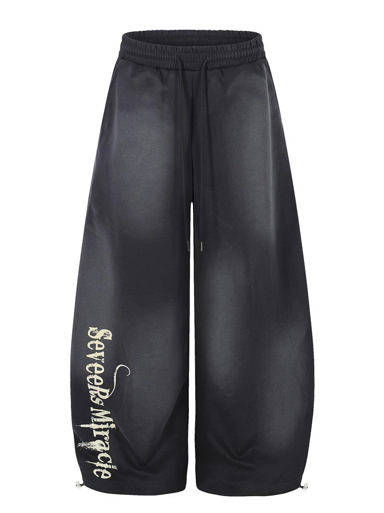 Letter Printed Machete Wide-leg Hip Hop Spray Dyeing Make Dirty Mopping Sweatpants - Image 6