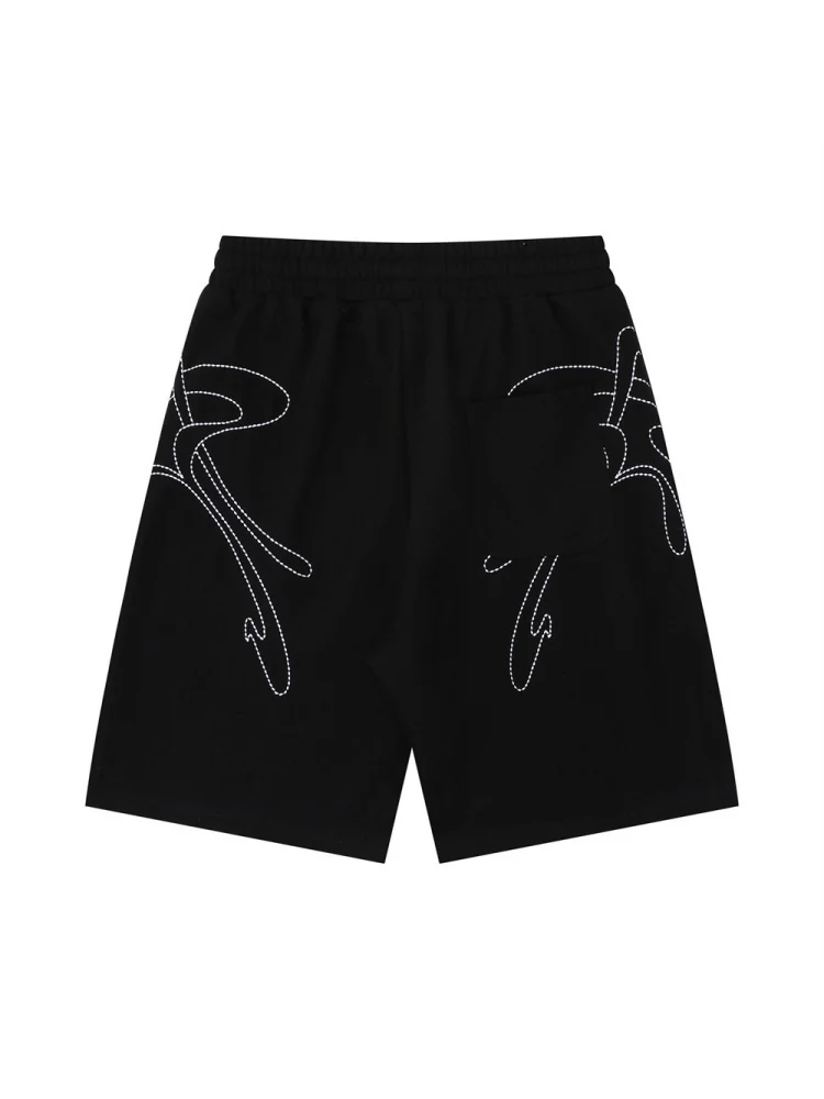 Line Embroidery Loose-fit Vibe Five Points Shorts - Image 2
