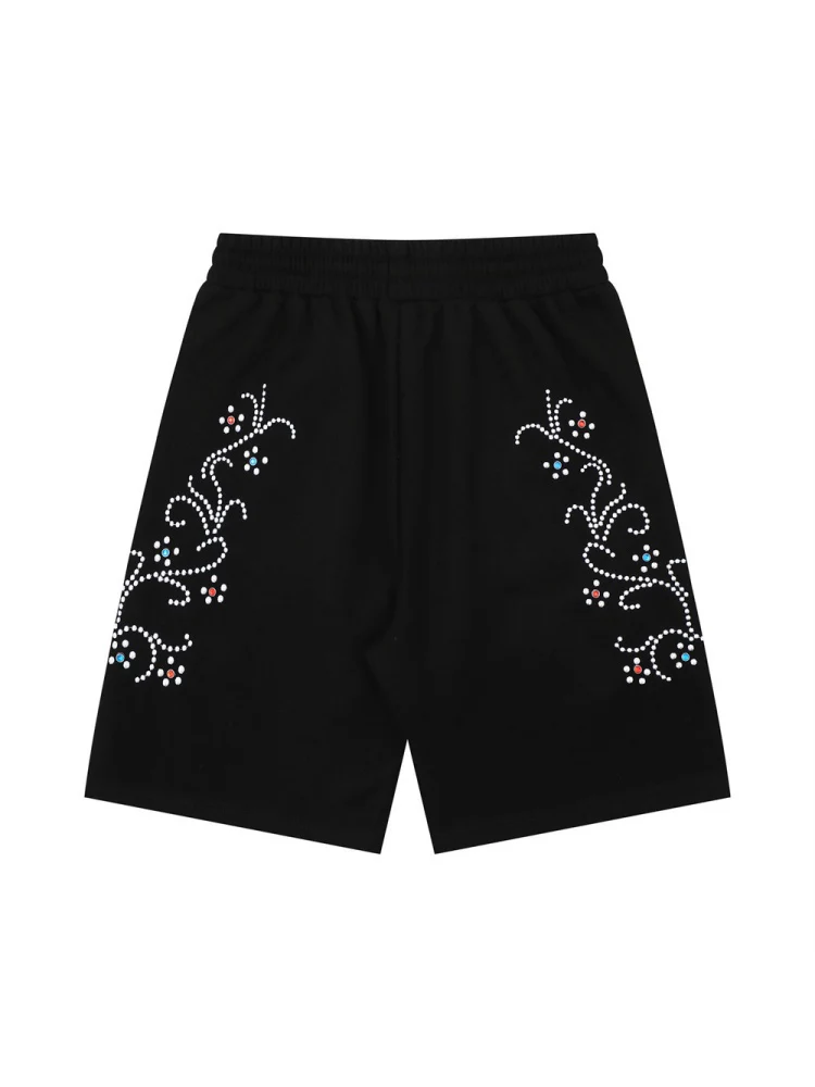 Rhinestone-studded Embroidery Vibe Loose-fit Five Points Shorts - Image 2