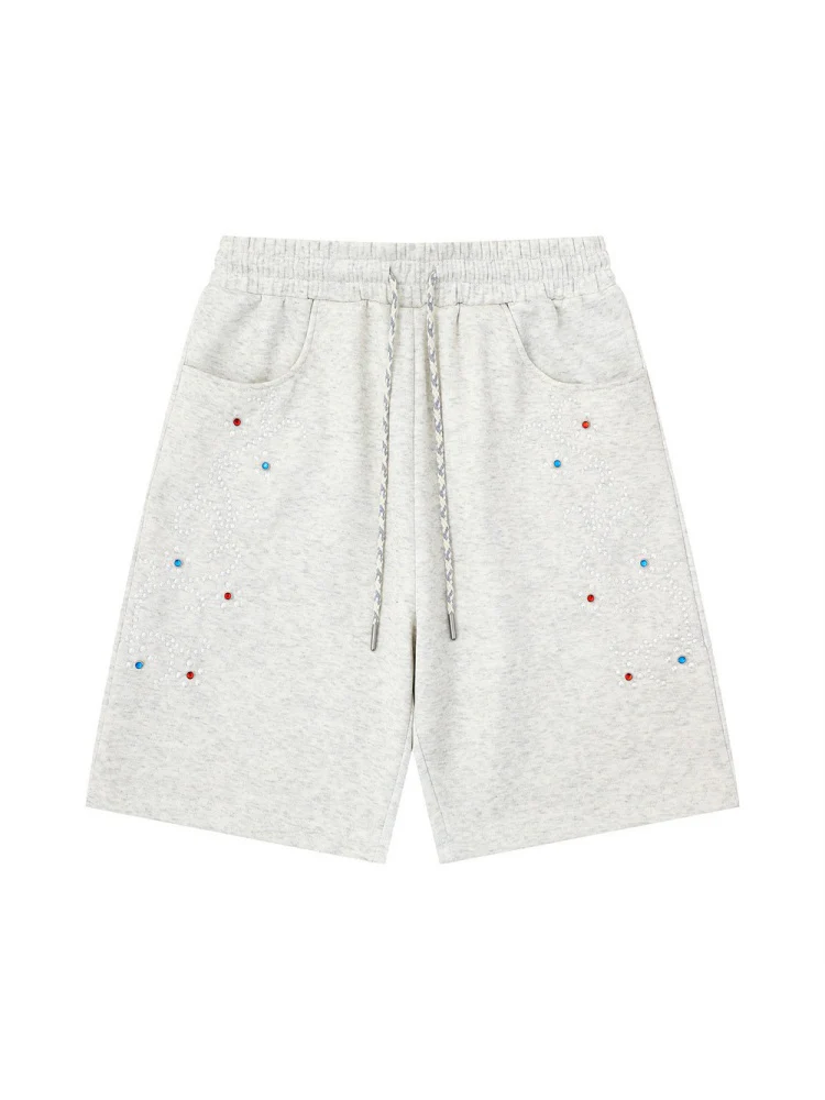 Rhinestone-studded Embroidery Vibe Loose-fit Five Points Shorts - Image 3