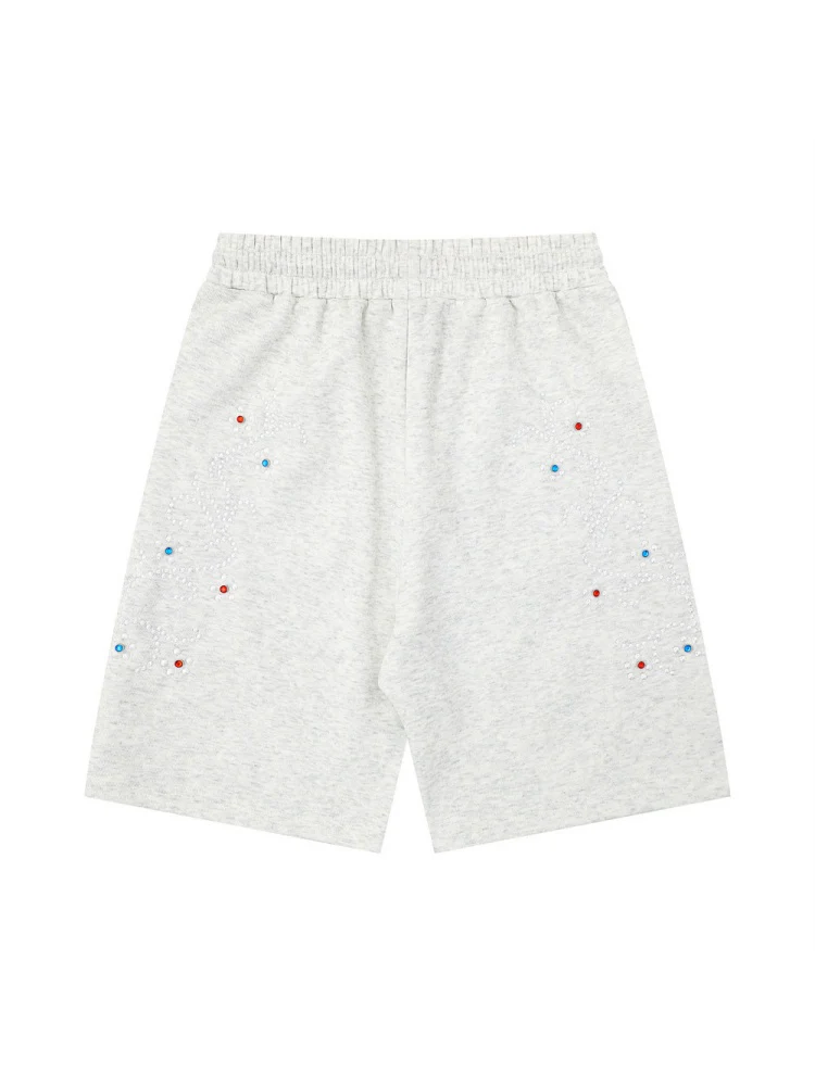 Rhinestone-studded Embroidery Vibe Loose-fit Five Points Shorts - Image 4