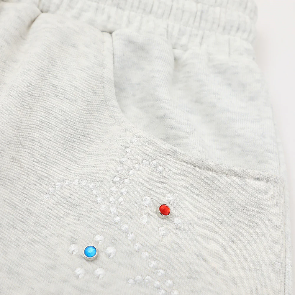 Rhinestone-studded Embroidery Vibe Loose-fit Five Points Shorts - Image 5