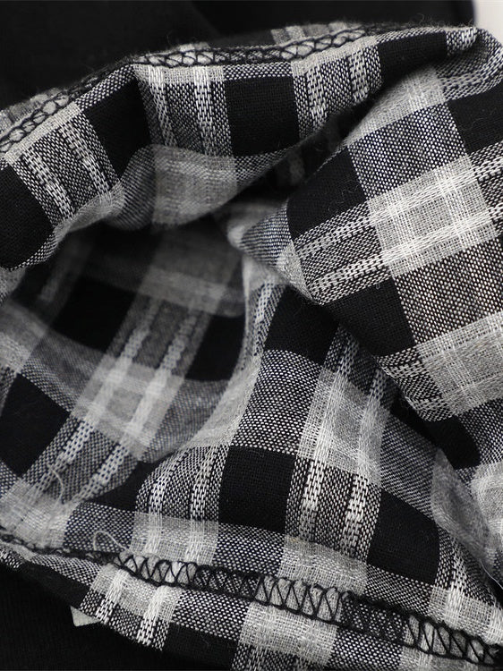Graffiti Letter Layered-look Patchwork Plaid Polo Shirt - Image 7