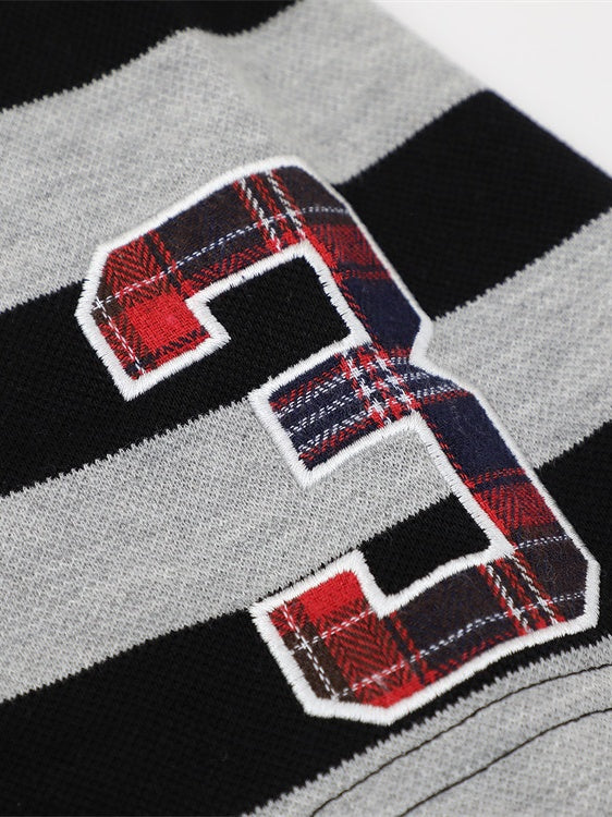 Color-blocked Stripes Ins Letter Embroidery POLO - Image 5