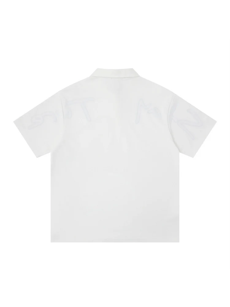 Letter Embroidery Ins Loose-fit POLO Shirt - Image 8