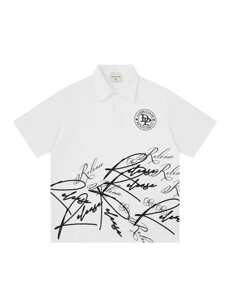 Graffiti Printed Vibe Hip Hop Loose-fit POLO Shirt - Image 2