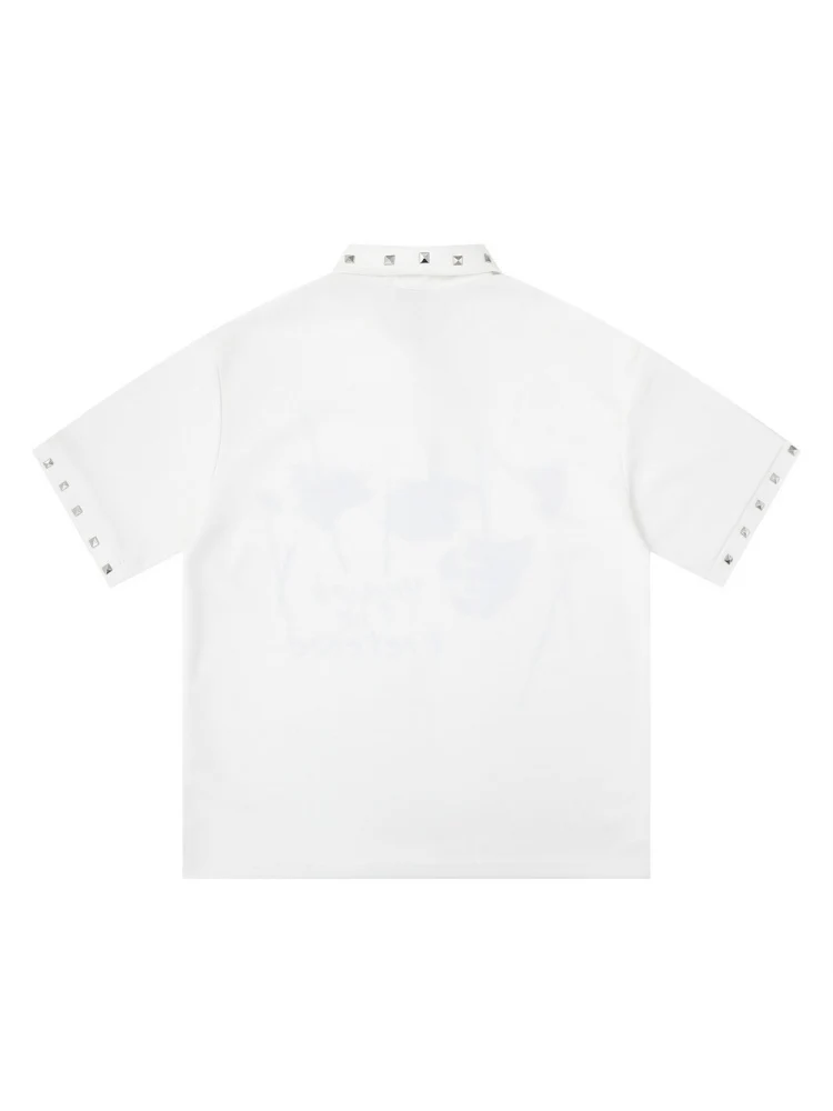 Portrait Printed Loose-fit Ins Metal Orange POLO Shirt - Image 7