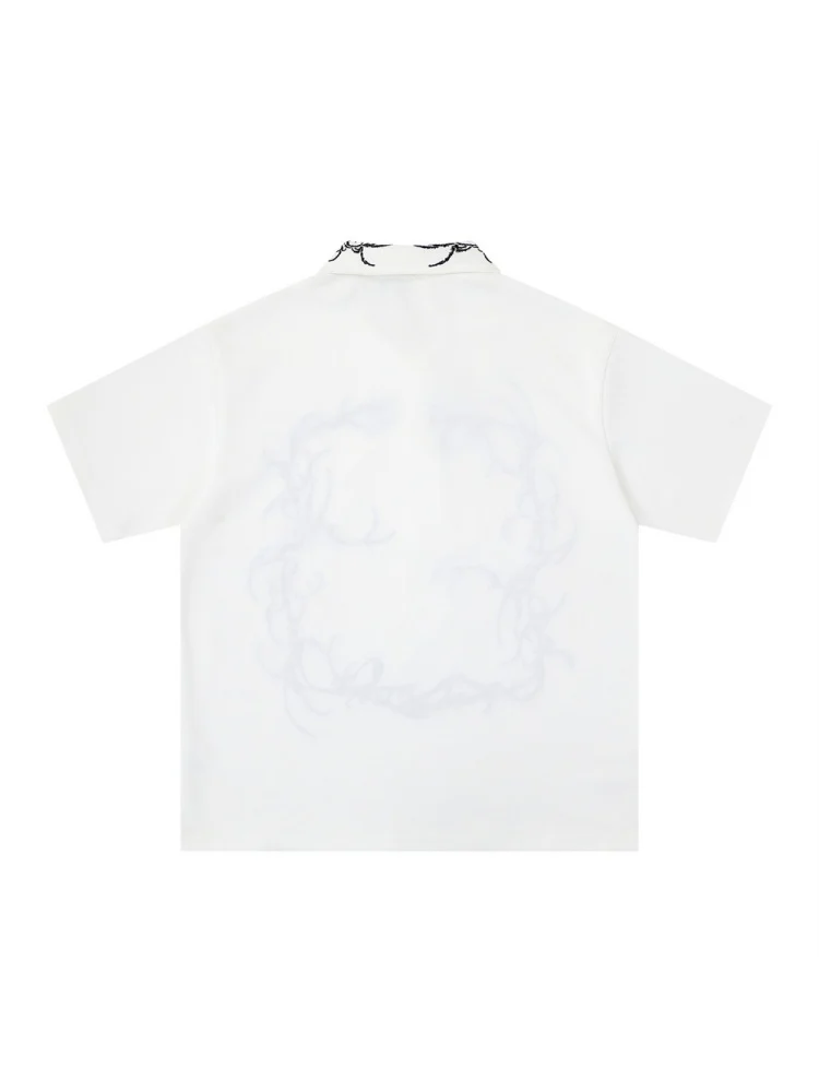 Graffiti Embroidery Loose-fit POLO Shirt - Image 3