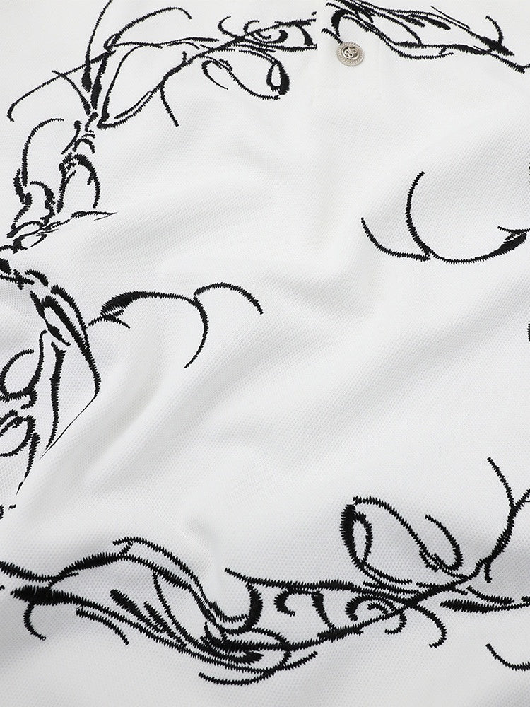 Graffiti Embroidery Loose-fit POLO Shirt - Image 4