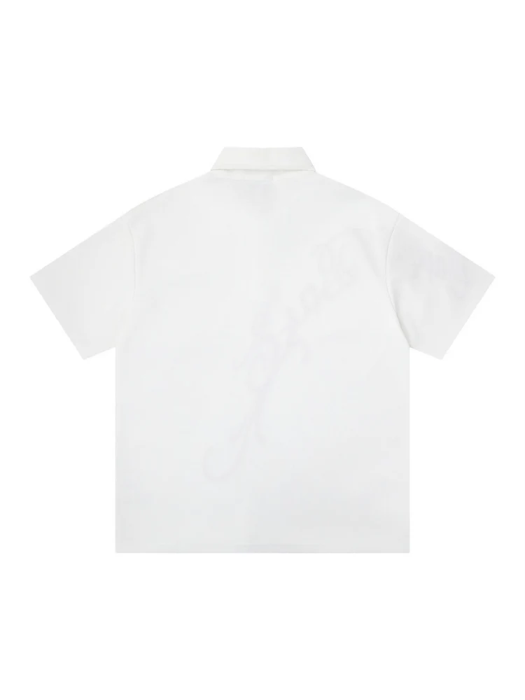 Graffiti Embroidery Letter Loose-fit POLO Shirt - Image 3