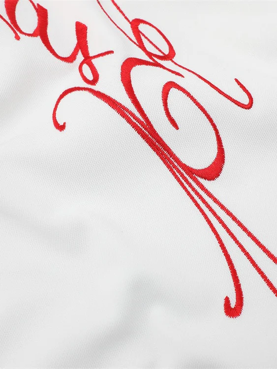 Graffiti Embroidery Letter Loose-fit POLO Shirt - Image 5
