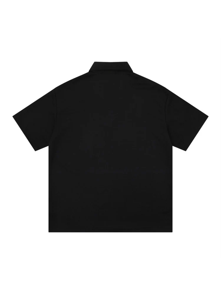 Graffiti Embroidery Letter Loose-fit POLO Shirt - Image 8