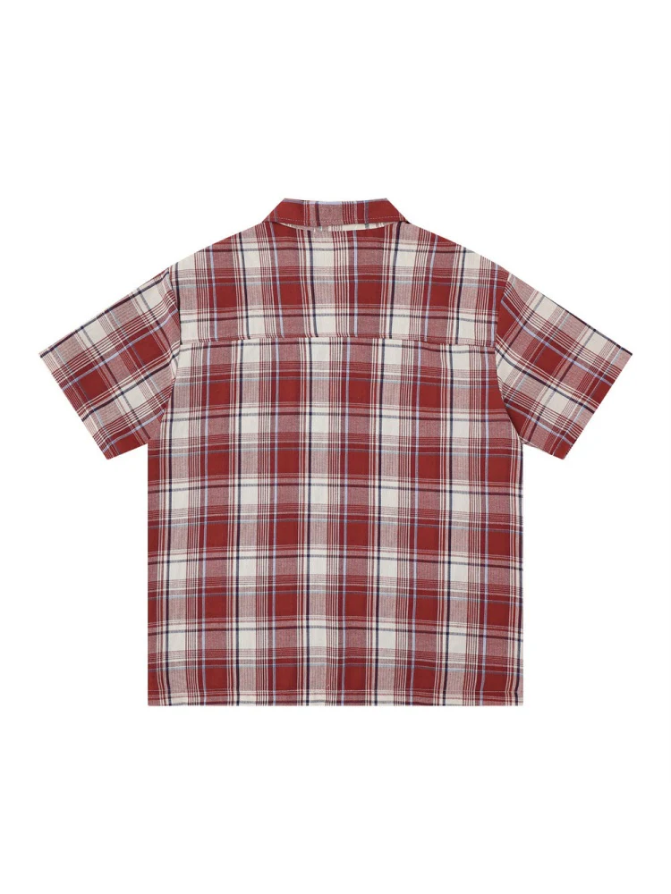 Plaid Loose-fit Letter Printed Shirts - Image 3