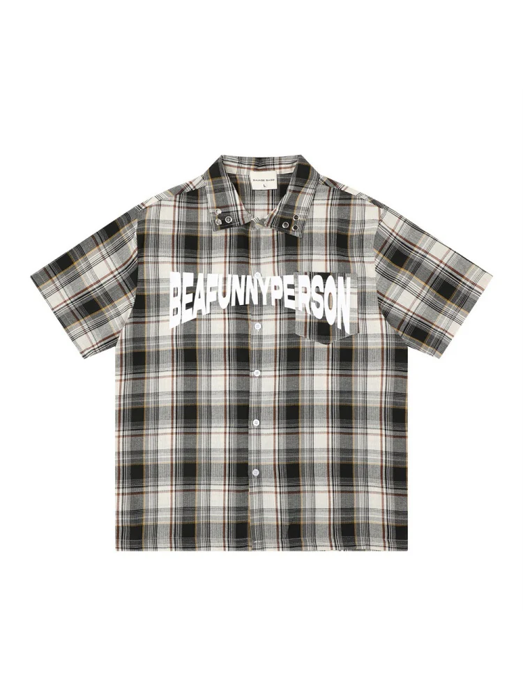 Plaid Loose-fit Letter Printed Shirts - Image 6