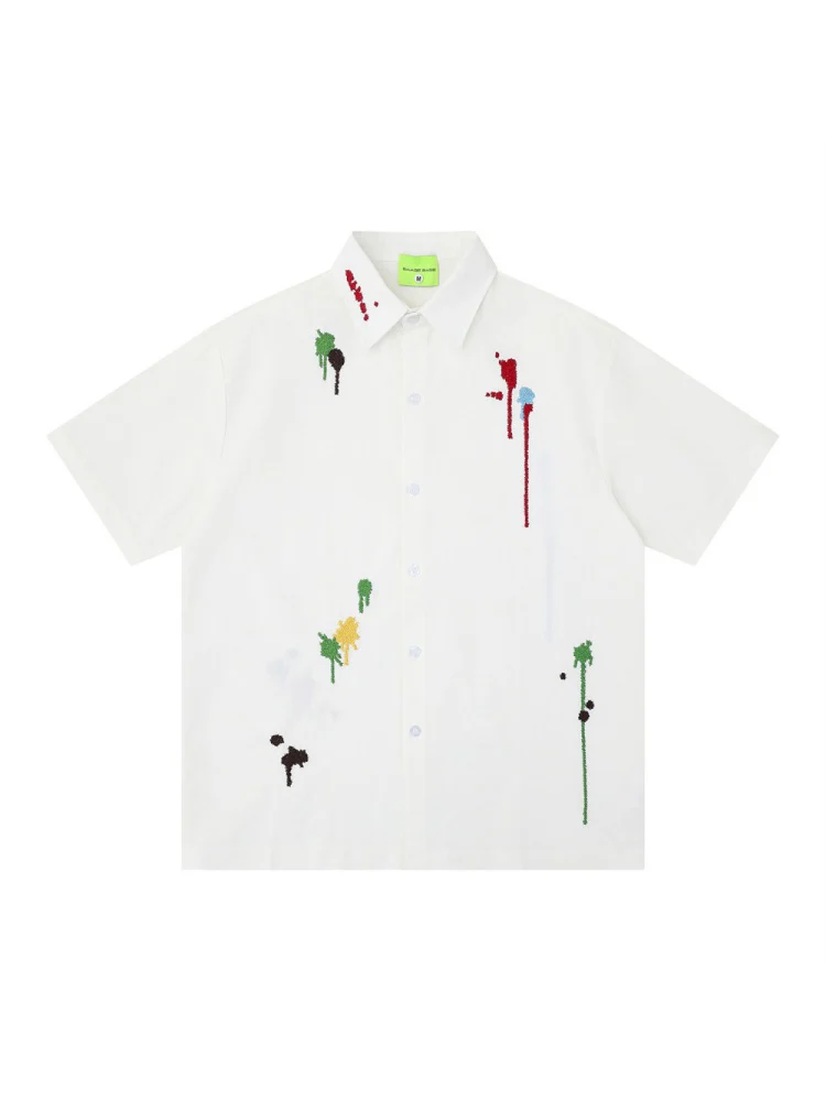 Splashing Ink Embroidery Loose-fit Vibe Shirts - Image 2