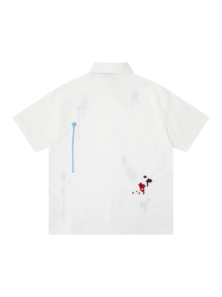 Splashing Ink Embroidery Loose-fit Vibe Shirts - Image 3