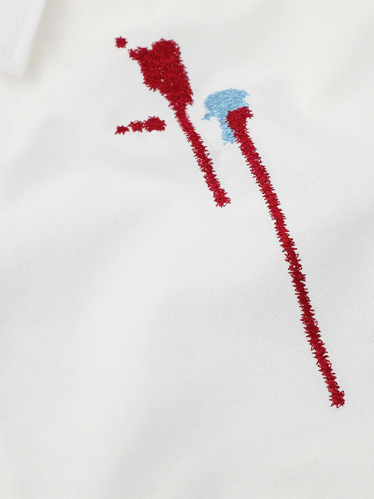 Splashing Ink Embroidery Loose-fit Vibe Shirts - Image 5