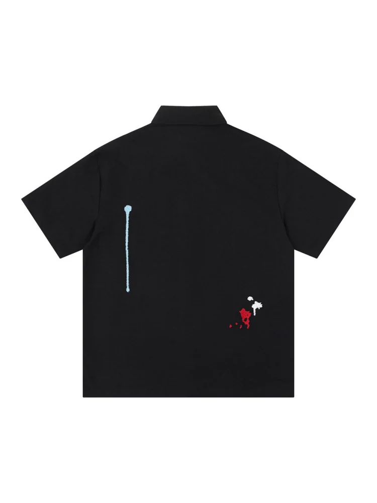 Splashing Ink Embroidery Loose-fit Vibe Shirts - Image 8