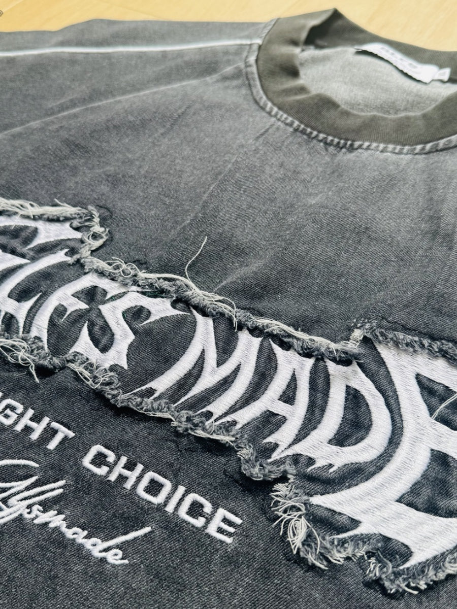 Ins Embroidery Washed Denim T-shirt - Image 6